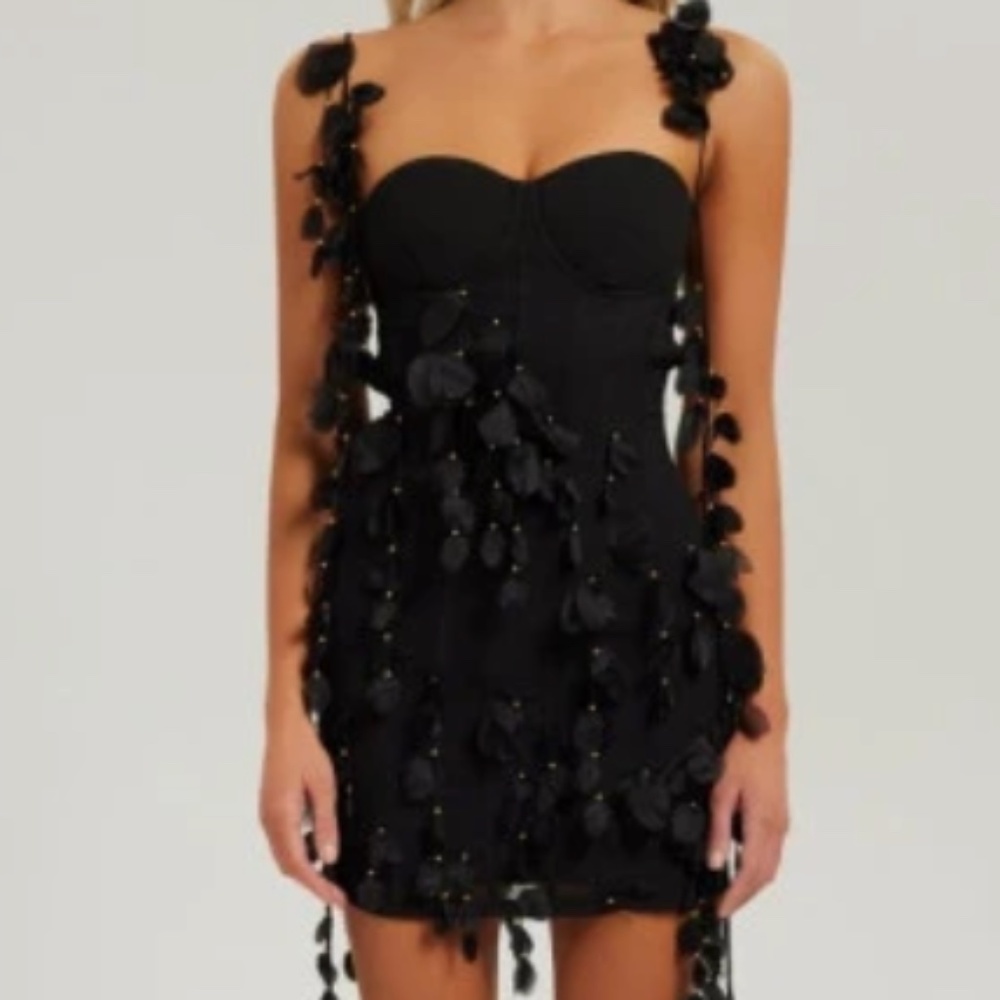 Heiress Beverly Hills Black Petal Mini Dress